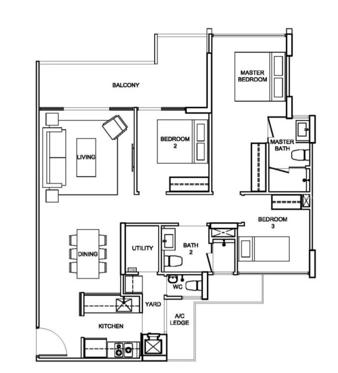 Stratum, S$ 4,500 (看屋后出价) /月, 1,098 sqft, 公寓 - Condominium