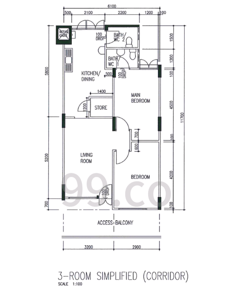3S Blk 679 Hougang Ave 8 for sale, S$ 415,000 (Negotiable), 688 sqft, HDB - 3 S