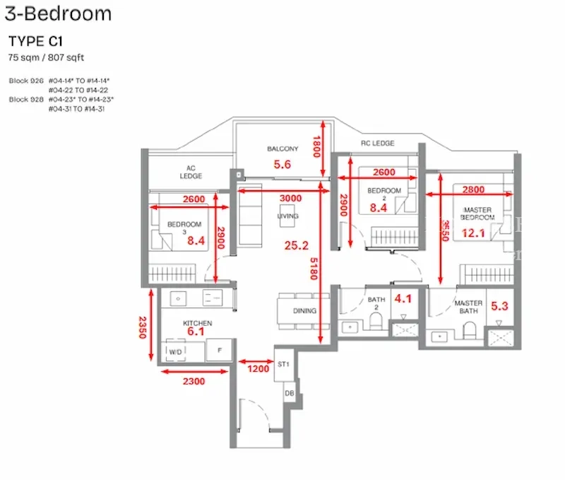 Pinery Residences, S$ 1,930,000 (最低价格), 807 sqft, 公寓 - Condominium