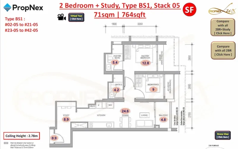 Promenade Peak, S$ 2,058,100, 689 sqft, Condos - Condominium