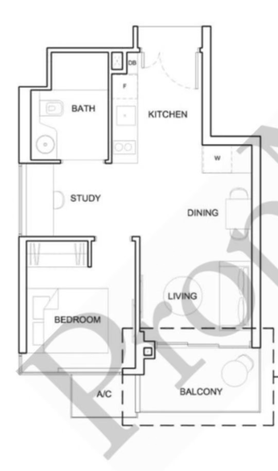 Highpark Residence High Floor 1B1B for Rent, S$ 2,900 /mo, 463 sqft, Condos - Condominium