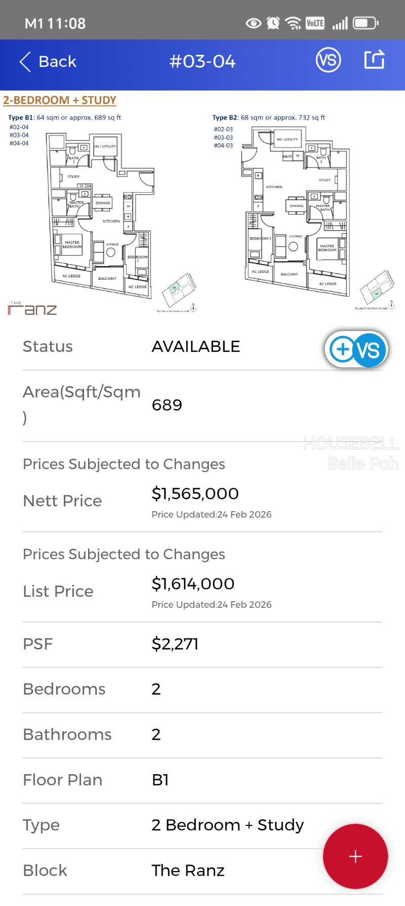 The Ranz, S$ 1,565,000, 689 sqft, 公寓 - Condominium