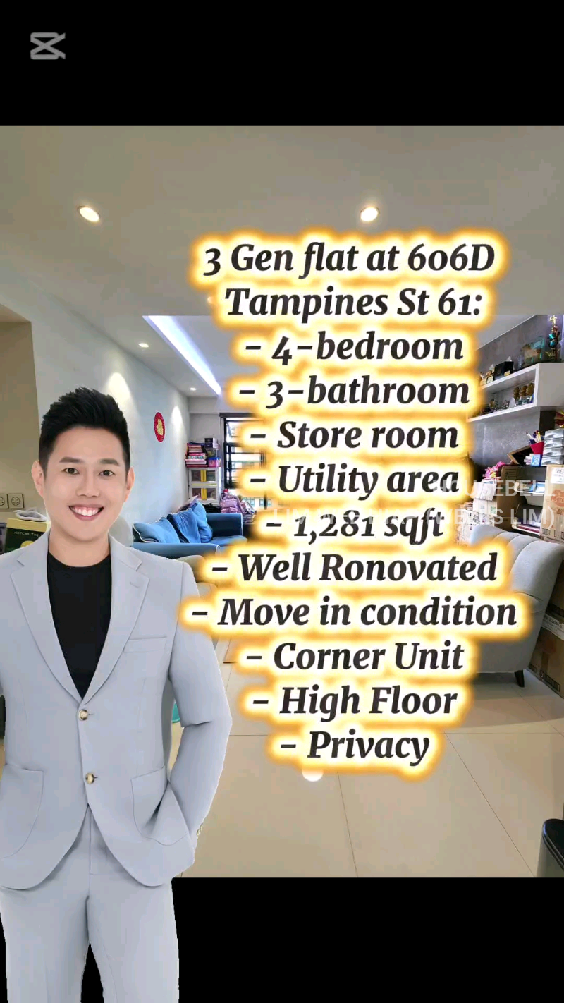 606D Tampines Street 61, S$ 870,000 (最低价格), 1,281 sqft, 组屋 - Unknown