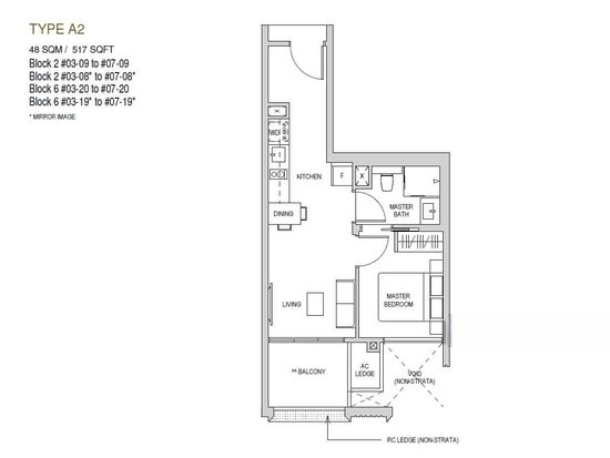 Mayfair Modern, S$ 1,000,000 (最低价格), 517 sqft, 公寓 - Condominium