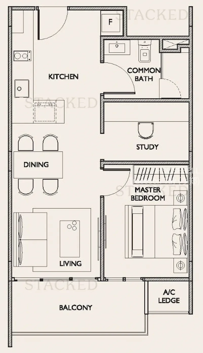 1919, S$ 3,600 (可协商价格) /月, 560 sqft, 公寓 - Condominium