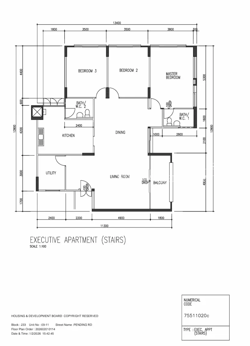 High floor corner Executive Apartment that comes with access balcony with true privacy(5)